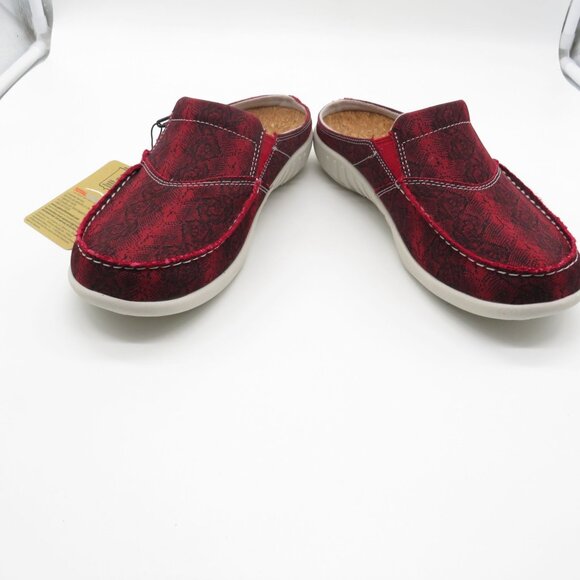 Spenco Women's Red Slip-On Clogs Cork Insole Size 7 Comfort Support NIB - Picture 2 of 8